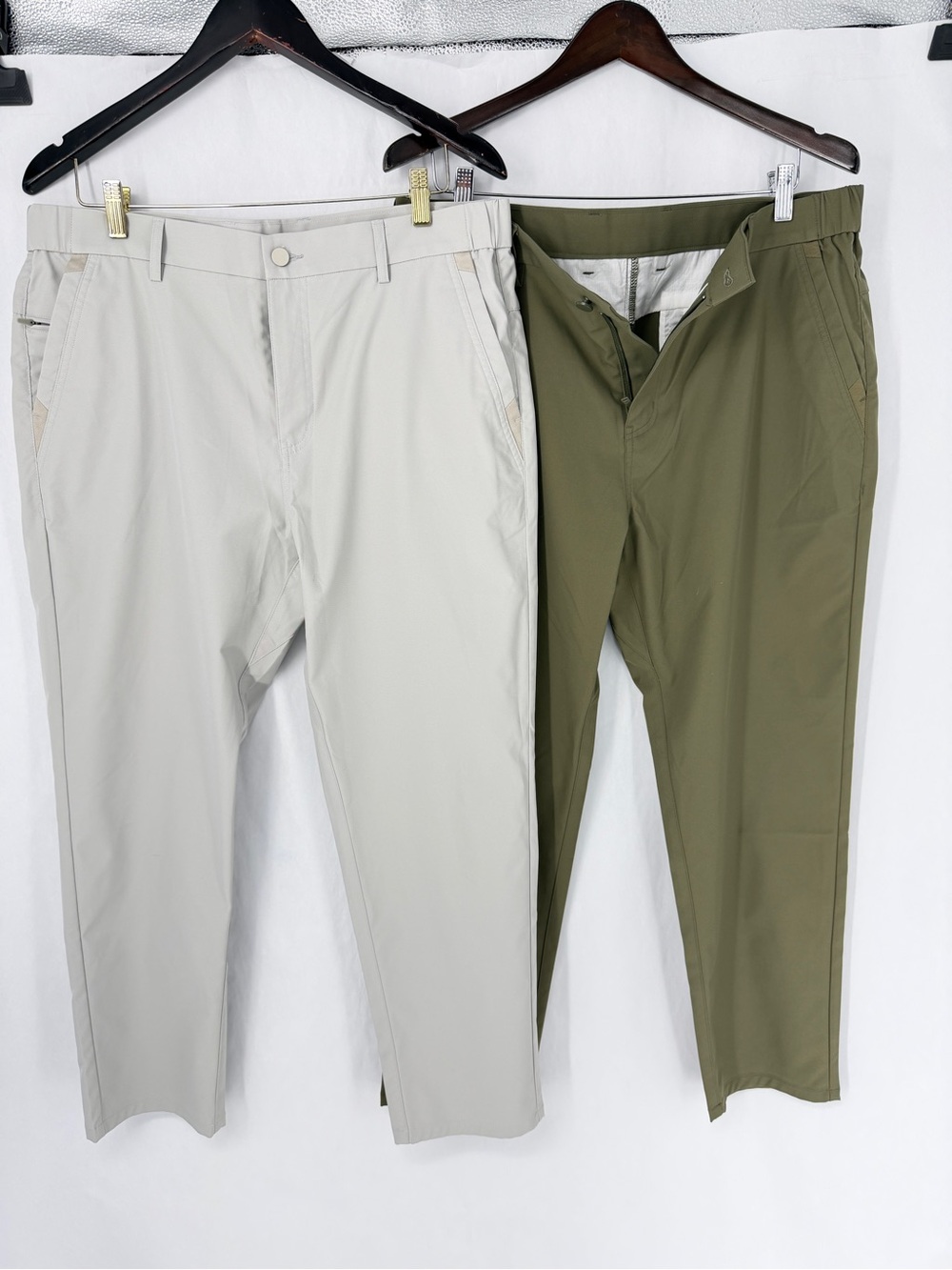 Jack Archer 2 pairs of Jet Setter Stretch Pants Gray and Olive Green 34 x 28